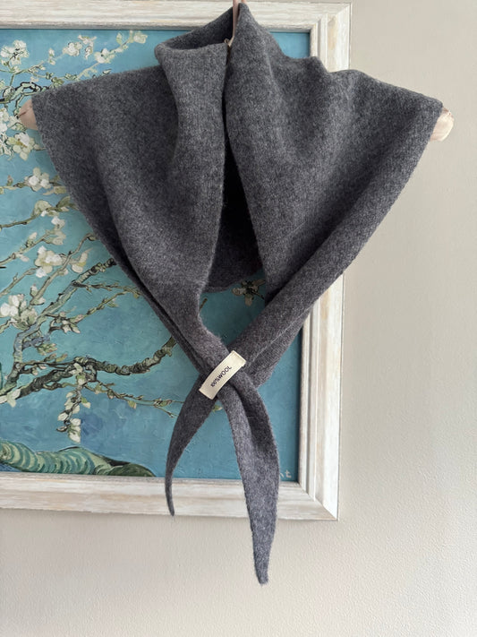 100% Wool Knit Triangle Scarf | Soft Warm Winter Shawl | 100% Wool Neck Wrap