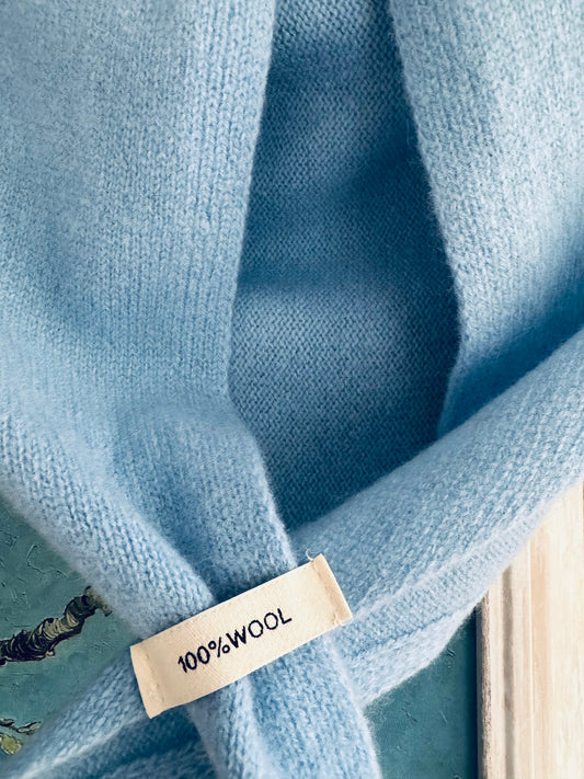 100% Wool Knit Triangle Scarf | Soft Warm Winter Shawl | 100% Wool Neck Wrap