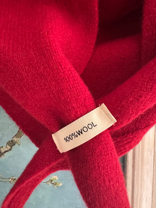 100% Wool Knit Triangle Scarf | Soft Warm Winter Shawl | 100% Wool Neck Wrap