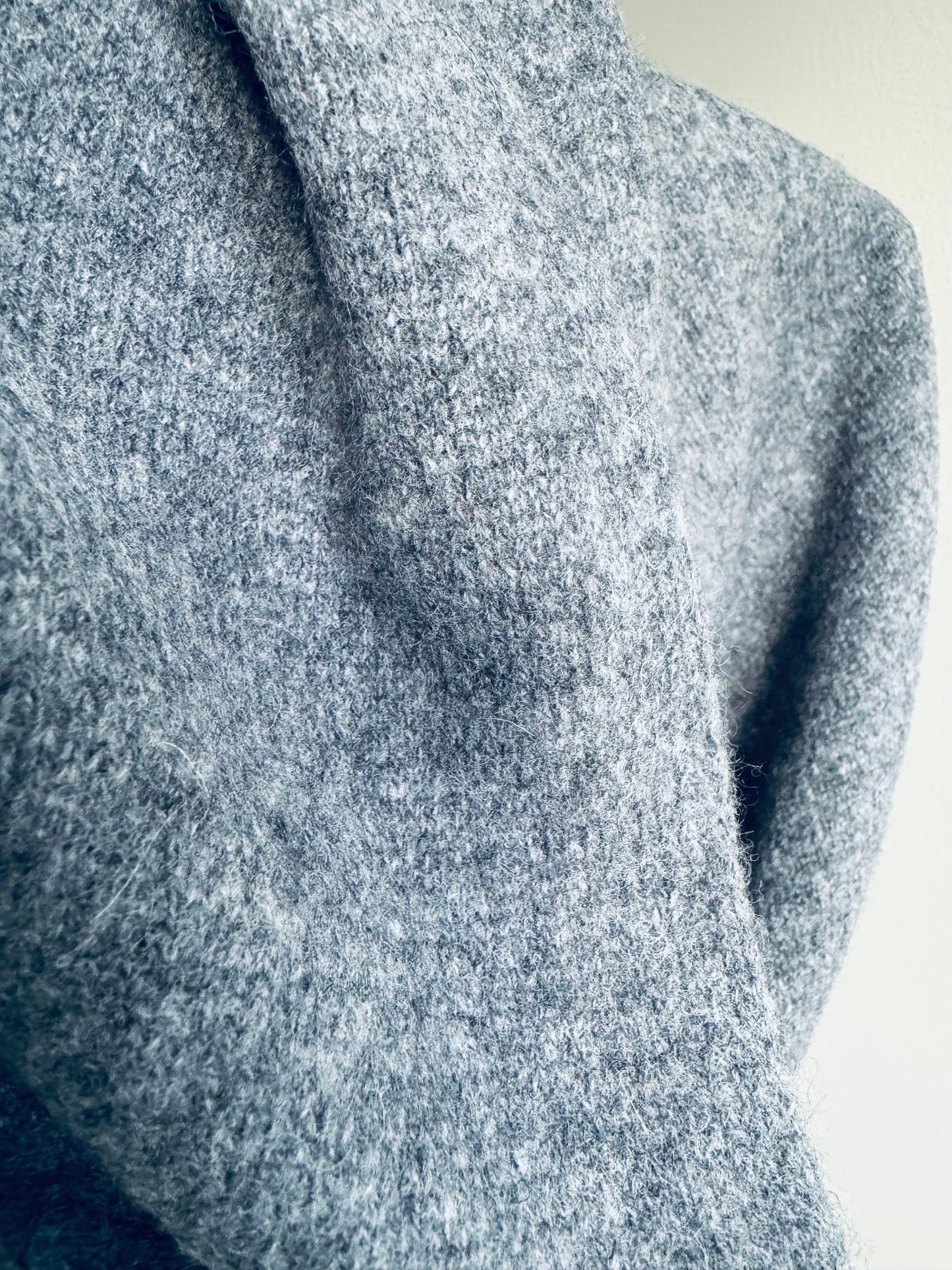 Pure Wool Knit Triangle Scarf - Dark Grey