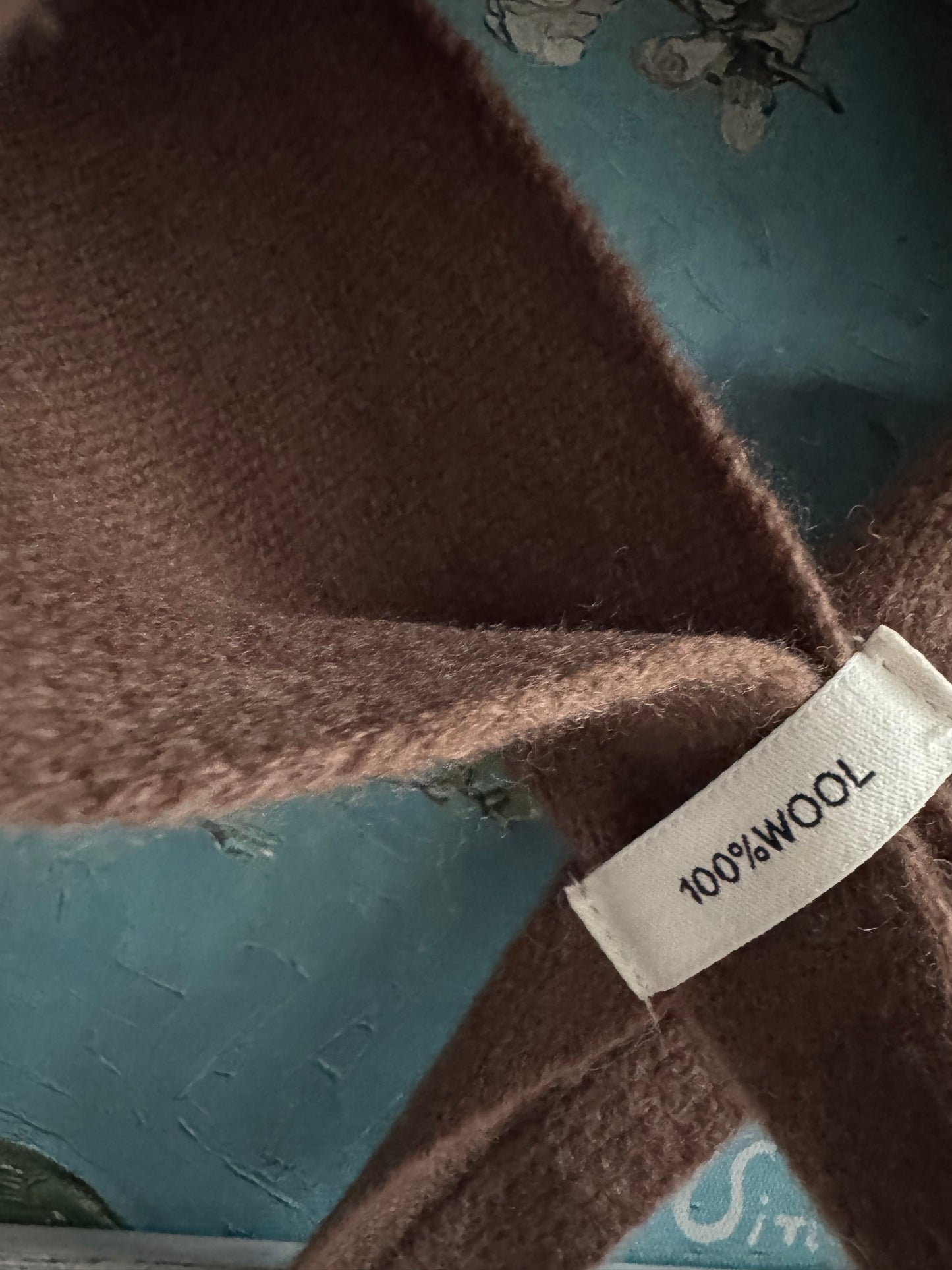 Pure Wool Knit Triangle Scarf - Brown