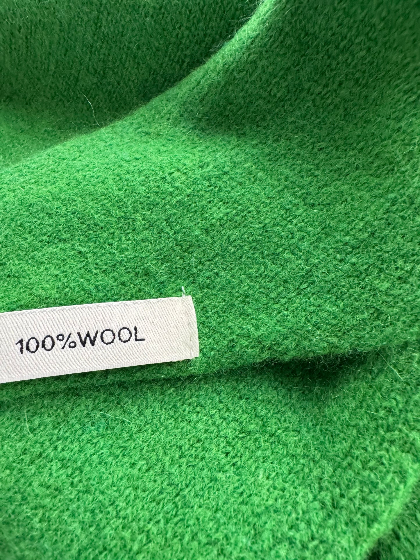 Pure Wool Knit Triangle Scarf - Green