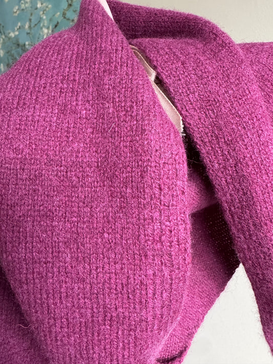 Pure Wool Knit Triangle Scarf - Purple