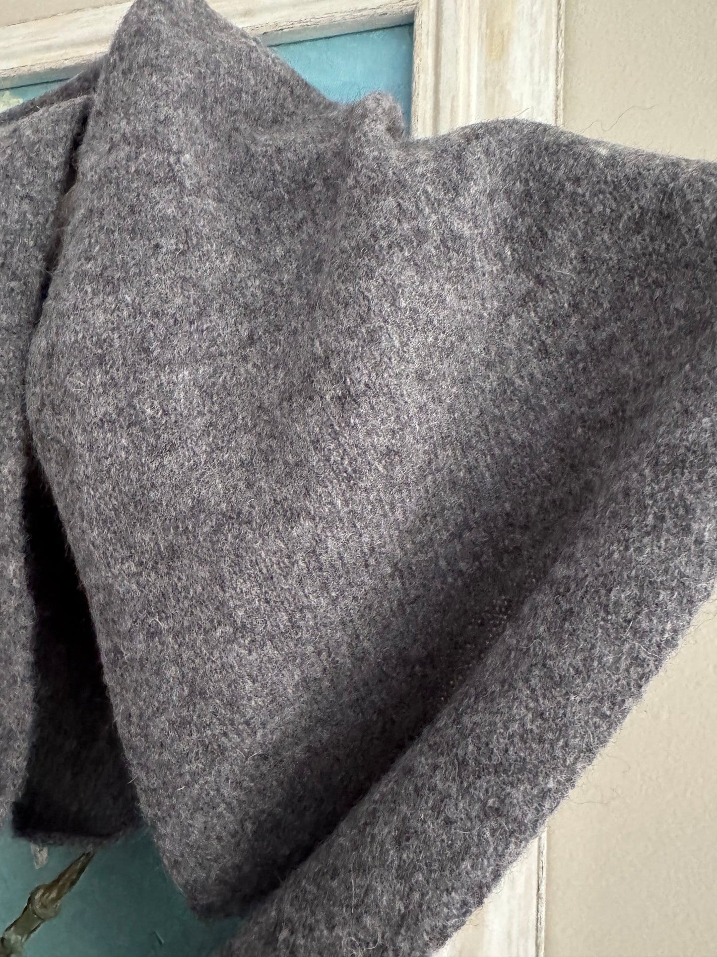 Pure Wool Knit Triangle Scarf - Dark Grey