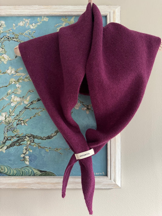 Pure Wool Knit Triangle Scarf - Purple